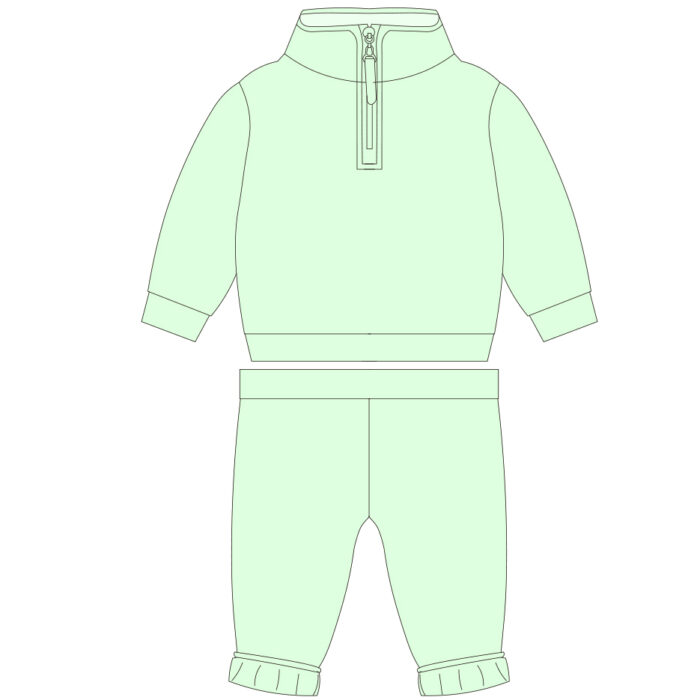 Children's high collar front zip neck long sleeve winter suit