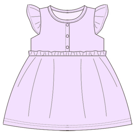 Fluffy Sleeve Buttons Baby Girl Dress