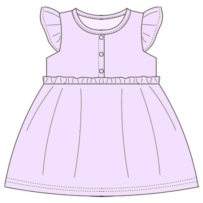 Fluffy Sleeve Buttons Baby Girl Dress