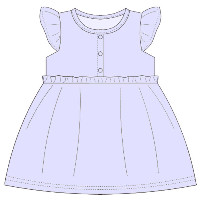 Fluffy Sleeve Buttons Baby Girl Dress