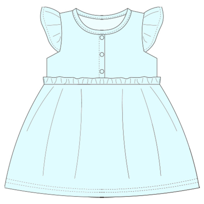 Fluffy Sleeve Buttons Baby Girl Dress