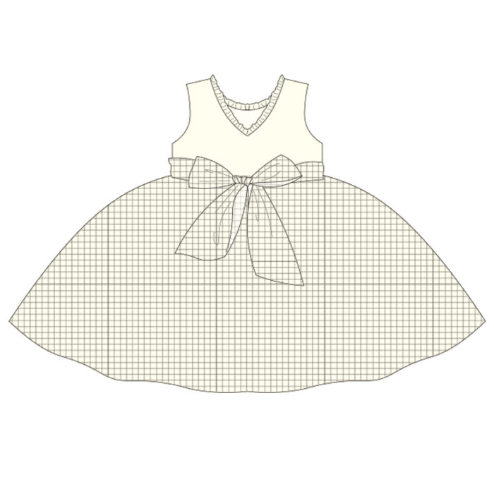 Custom Sleeveless Plaid Bow Kid Girl Dress