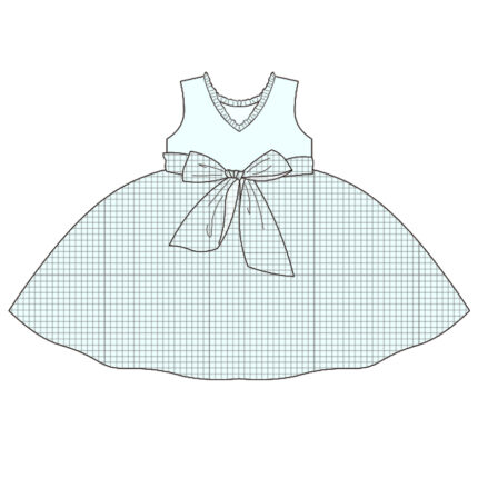 Custom Sleeveless Plaid Bow Kid Girl Dress