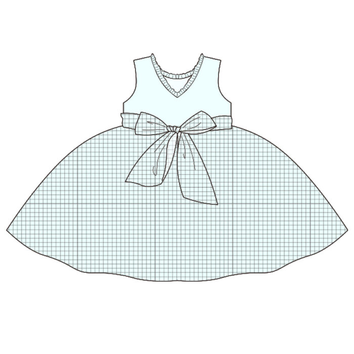 Custom Sleeveless Plaid Bow Kid Girl Dress