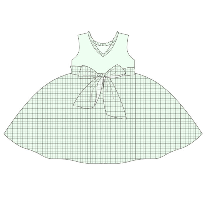 Custom Sleeveless Plaid Bow Kid Girl Dress