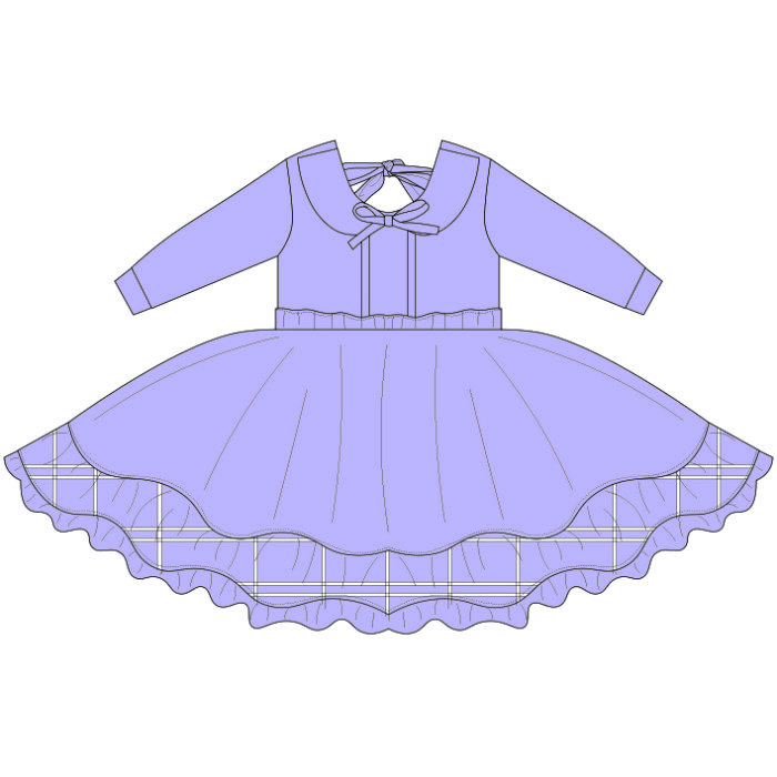 Double-Layer Hem Soft Ruffle Kid Girls Dresses