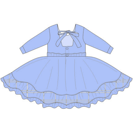 Double-Layer Hem Soft Ruffle Kid Girls Dresses