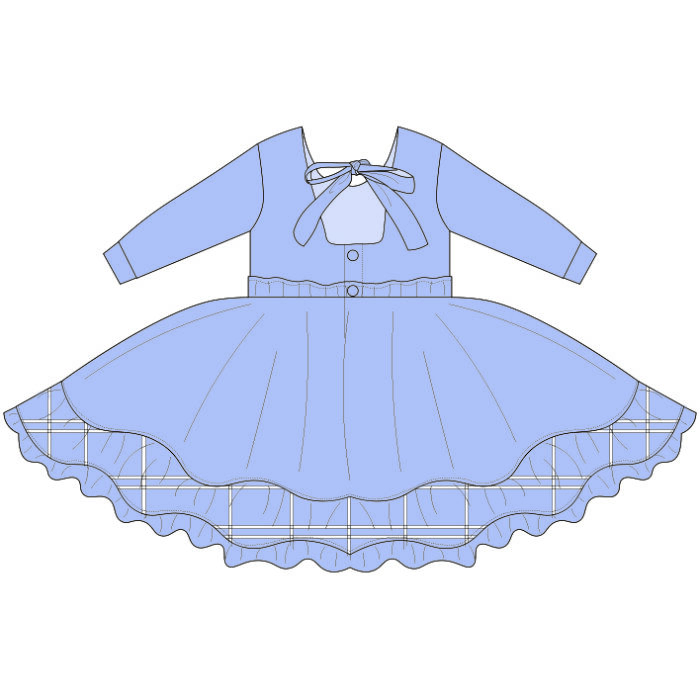 Double-Layer Hem Soft Ruffle Kid Girls Dresses