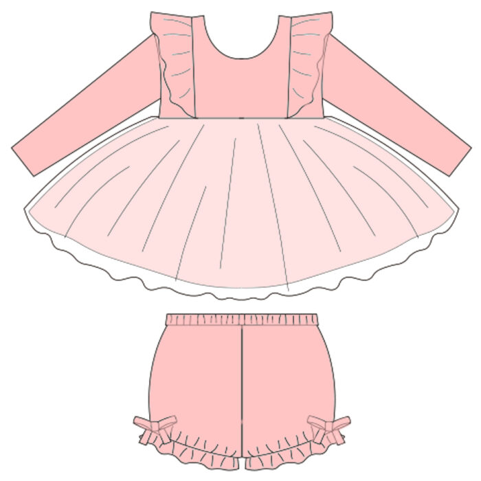 Kids Top With Flutter Design and matching bloomers Sets