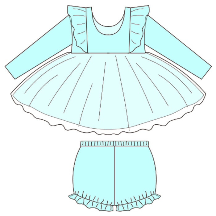 Kids Top With Flutter Design and matching bloomers Sets