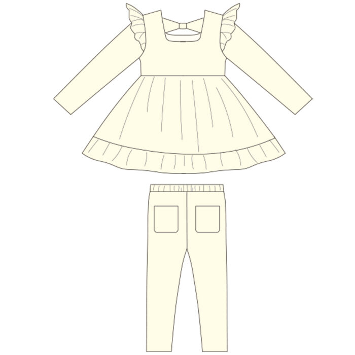 Kids Top With Flutter Design And Pants Sets