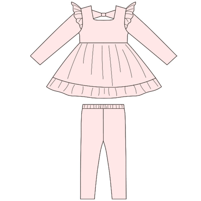 Kids Top With Flutter Design And Pants Sets
