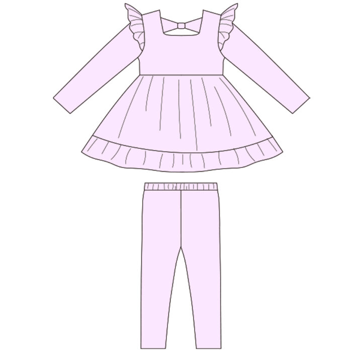 Kids Top With Flutter Design And Pants Sets