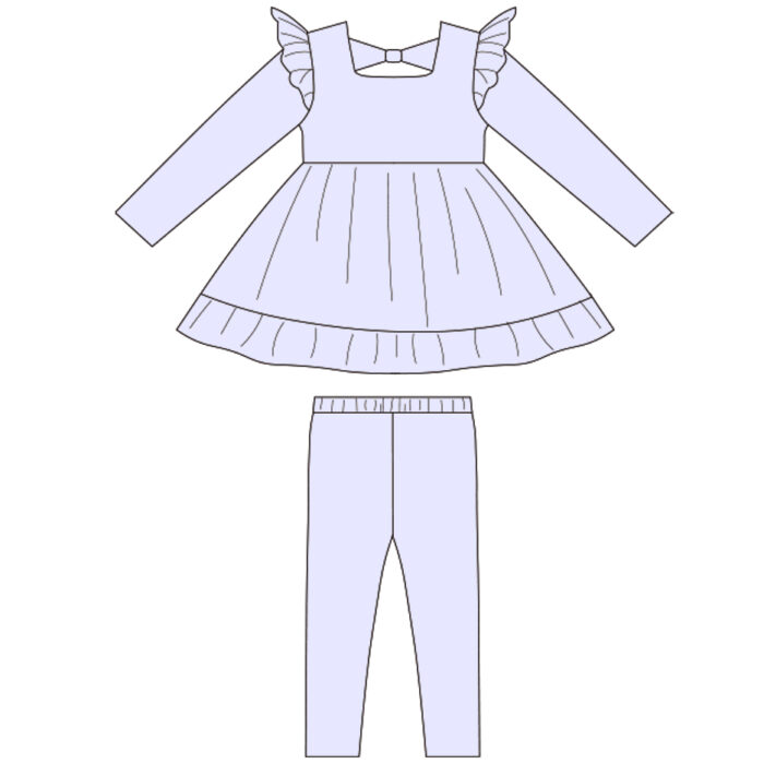Kids Top With Flutter Design And Pants Sets