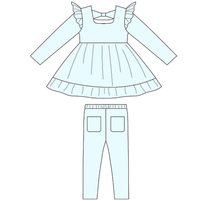 Kids Top With Flutter Design And Pants Sets