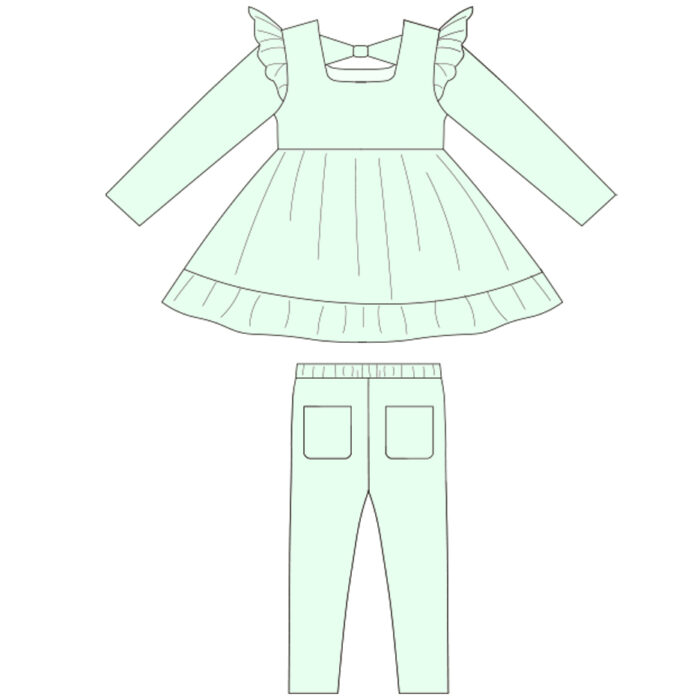 Kids Top With Flutter Design And Pants Sets