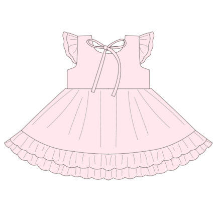 Kid Girls Fluffy Sleeve Dresses With Bow-Knot