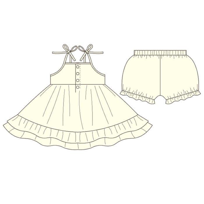 Summer Sleeveless Twirl Shorts 2 Piece Girl Set