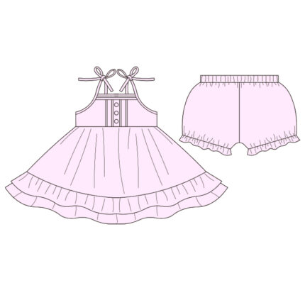 Summer Sleeveless Twirl Shorts 2 Piece Girl Set