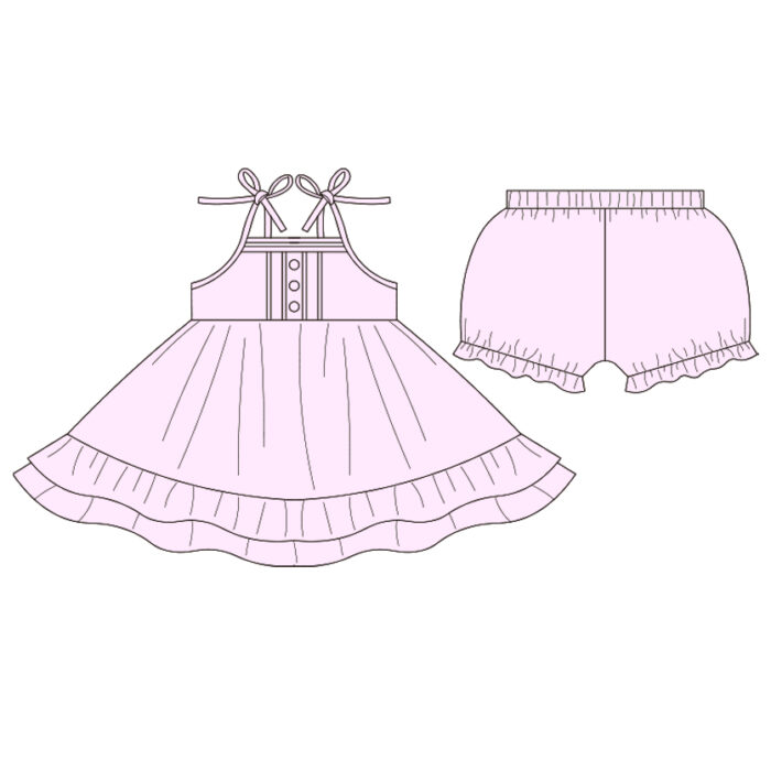 Summer Sleeveless Twirl Shorts 2 Piece Girl Set