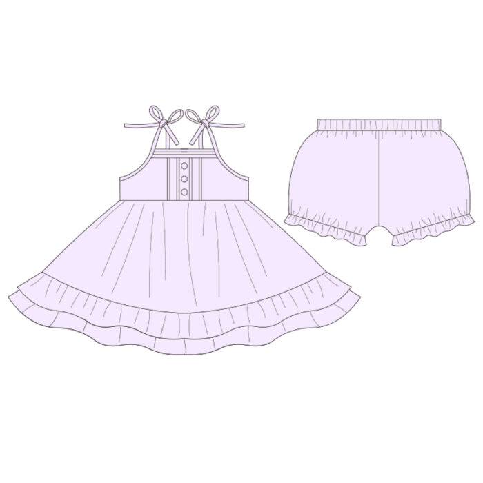 Summer Sleeveless Twirl Shorts 2 Piece Girl Set