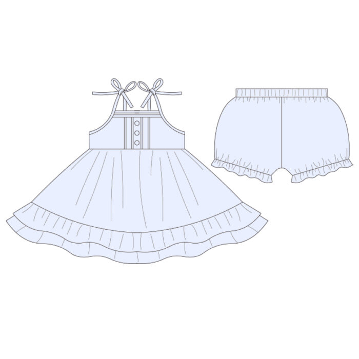Summer Sleeveless Twirl Shorts 2 Piece Girl Set