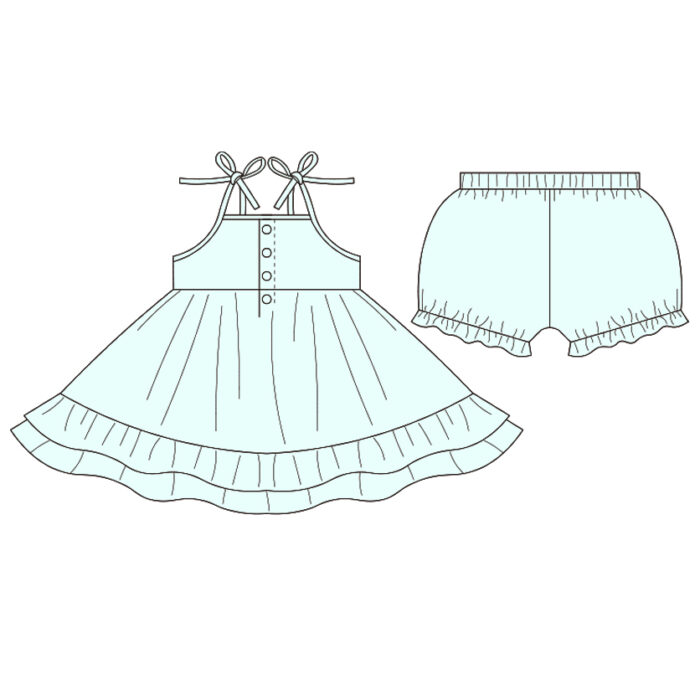 Summer Sleeveless Twirl Shorts 2 Piece Girl Set