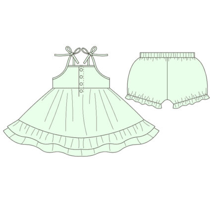 Summer Sleeveless Twirl Shorts 2 Piece Girl Set