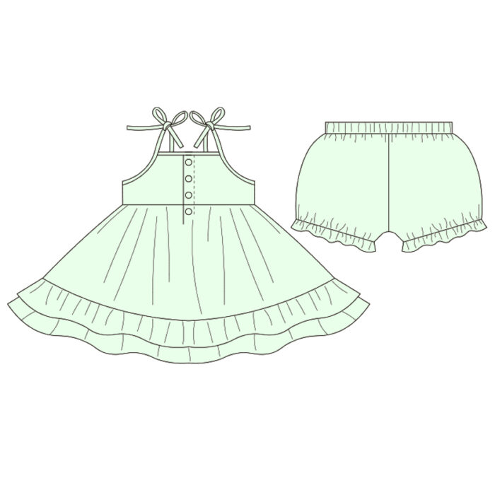 Summer Sleeveless Twirl Shorts 2 Piece Girl Set