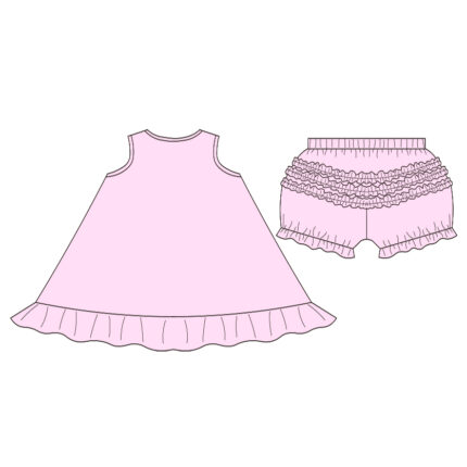 Single Layer Lace Dress Three Layers Back Lace Bloomers 2 Piece Set