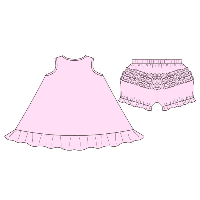 Single Layer Lace Dress Three Layers Back Lace Bloomers 2 Piece Set