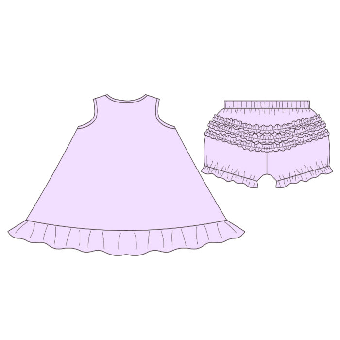 Single Layer Lace Dress Three Layers Back Lace Bloomers 2 Piece Set