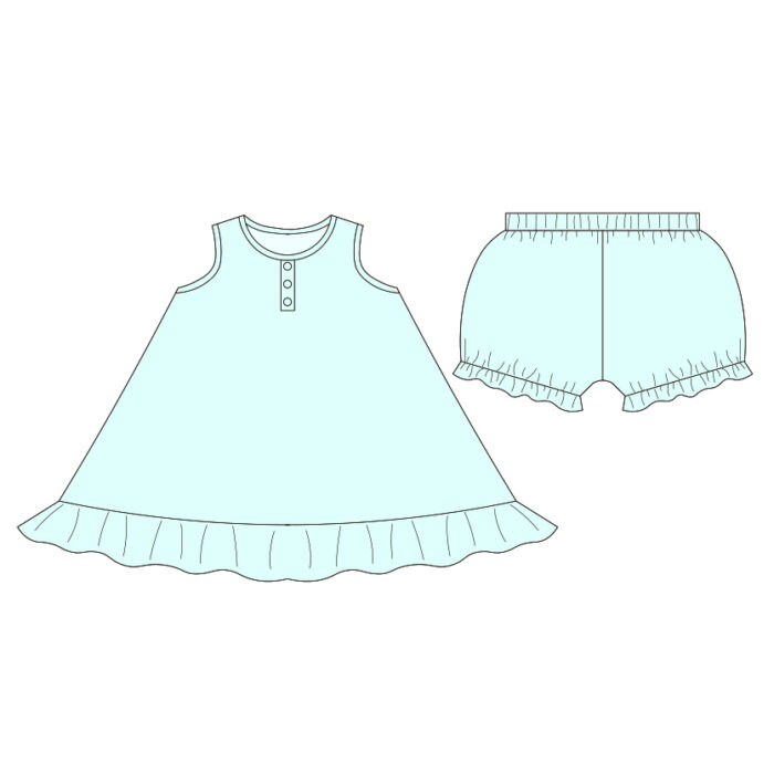 Single Layer Lace Dress Three Layers Back Lace Bloomers 2 Piece Set