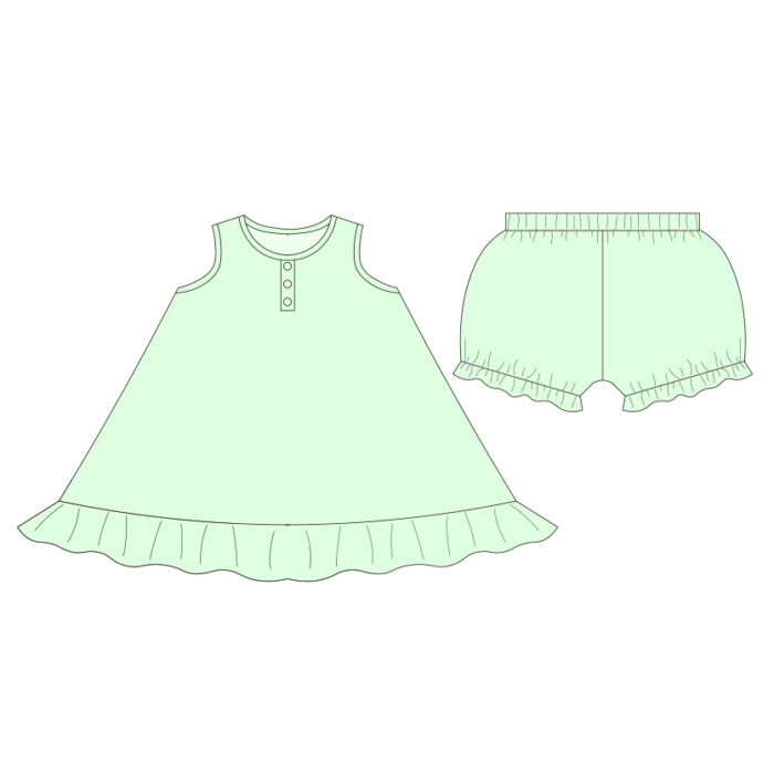 Single Layer Lace Dress Three Layers Back Lace Bloomers 2 Piece Set