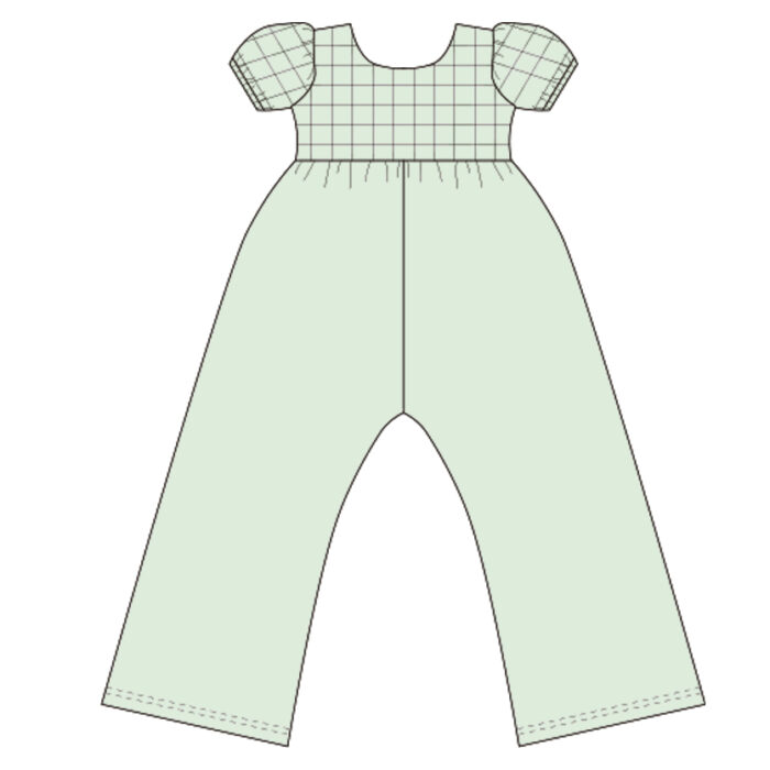 Custom Made Puff Sleeve Plaid Baby Jumpsuit