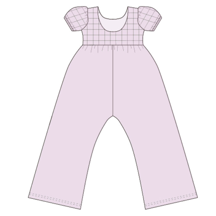 Custom Made Puff Sleeve Plaid Baby Jumpsuit
