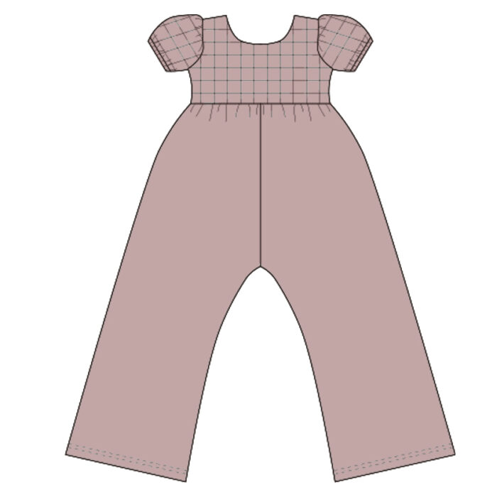Custom Made Puff Sleeve Plaid Baby Jumpsuit