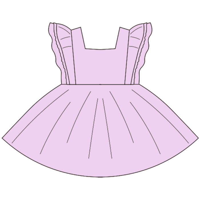 Square Neck Fluffy Sleeve Girls Summer Dresses