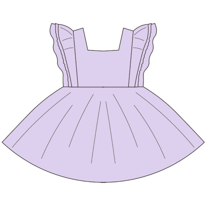 Square Neck Fluffy Sleeve Girls Summer Dresses