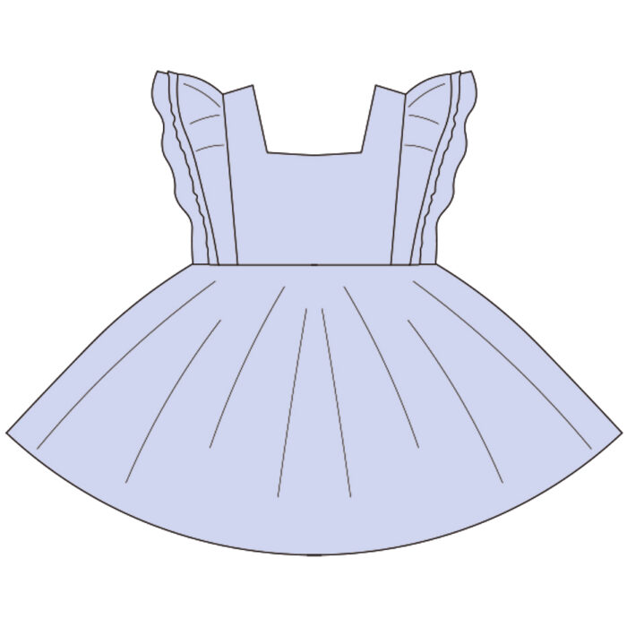 Square Neck Fluffy Sleeve Girls Summer Dresses