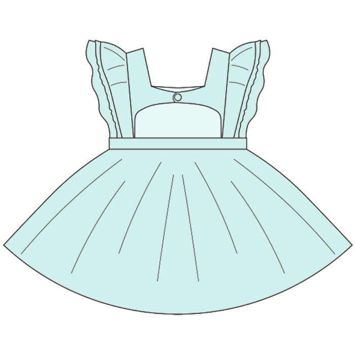 Square Neck Fluffy Sleeve Girls Summer Dresses