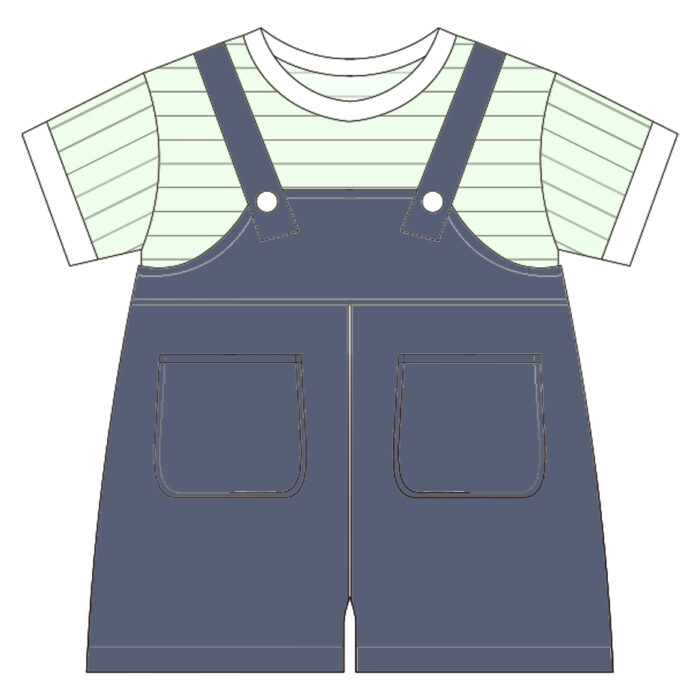 Kids Striped T Shirt Overalls2 Pieces Set