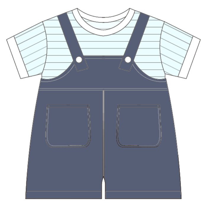 Kids Striped T Shirt Overalls2 Pieces Set