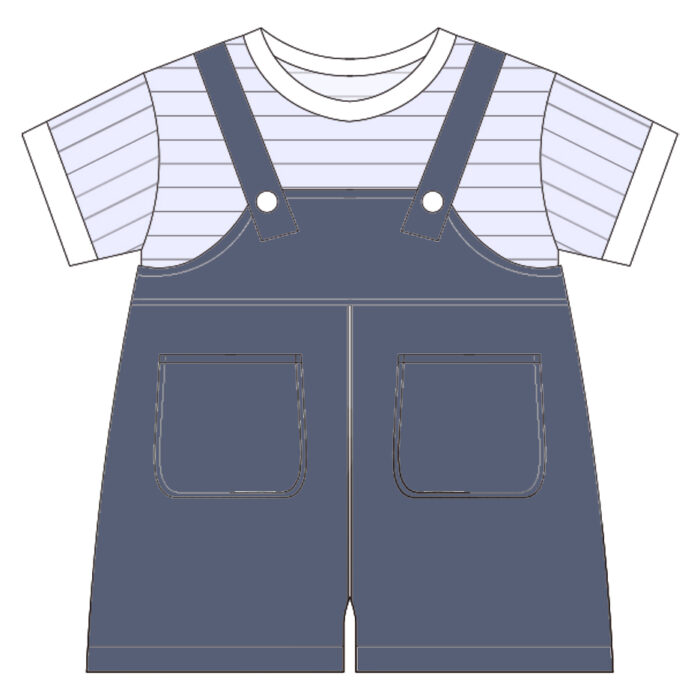 Kids Striped T Shirt Overalls2 Pieces Set