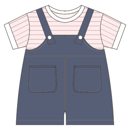 Kids Striped T Shirt Overalls2 Pieces Set
