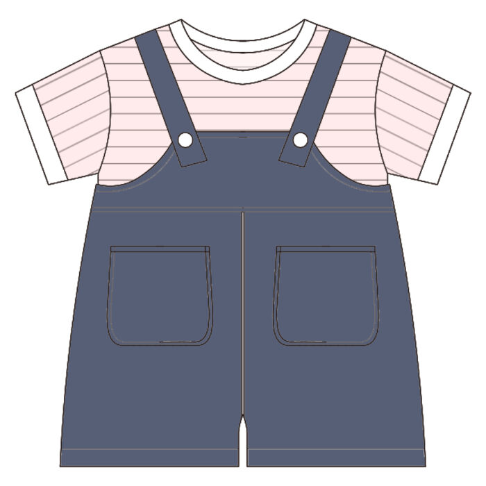Kids Striped T Shirt Overalls2 Pieces Set
