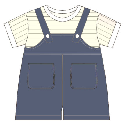 Kids Striped T Shirt Overalls2 Pieces Set