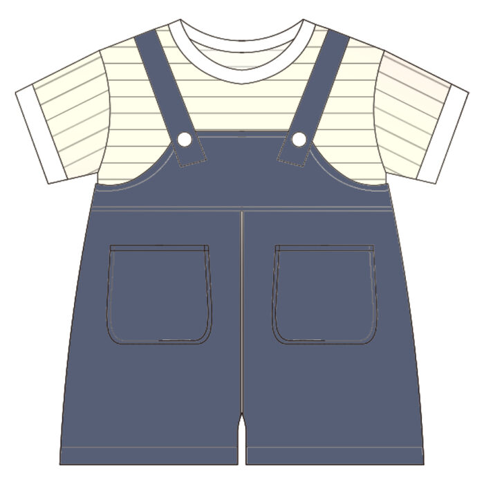 Kids Striped T Shirt Overalls2 Pieces Set