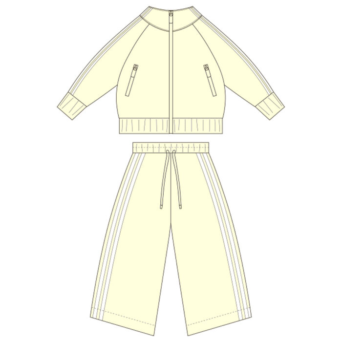 Children's Ribbed Long Sleeve Zipper Sweatshirt Wide-Leg Pants Suit