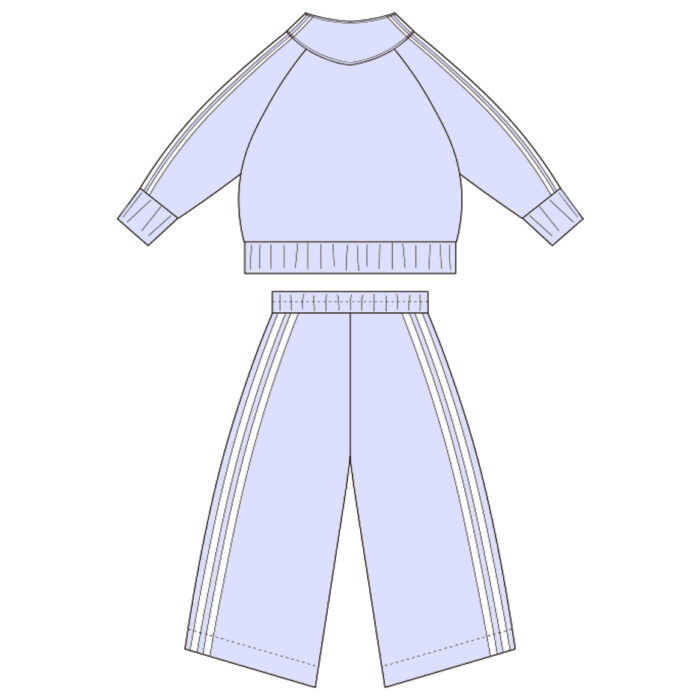 Children's Ribbed Long Sleeve Zipper Sweatshirt Wide-Leg Pants Suit